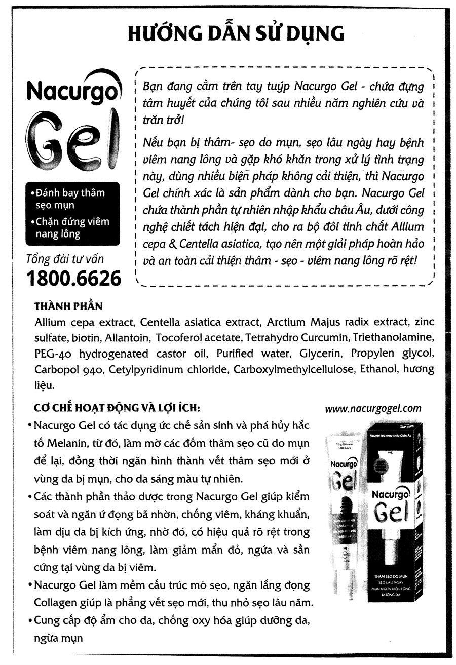Gel Nacurgo giảm thâm sẹo, ngừa mụn